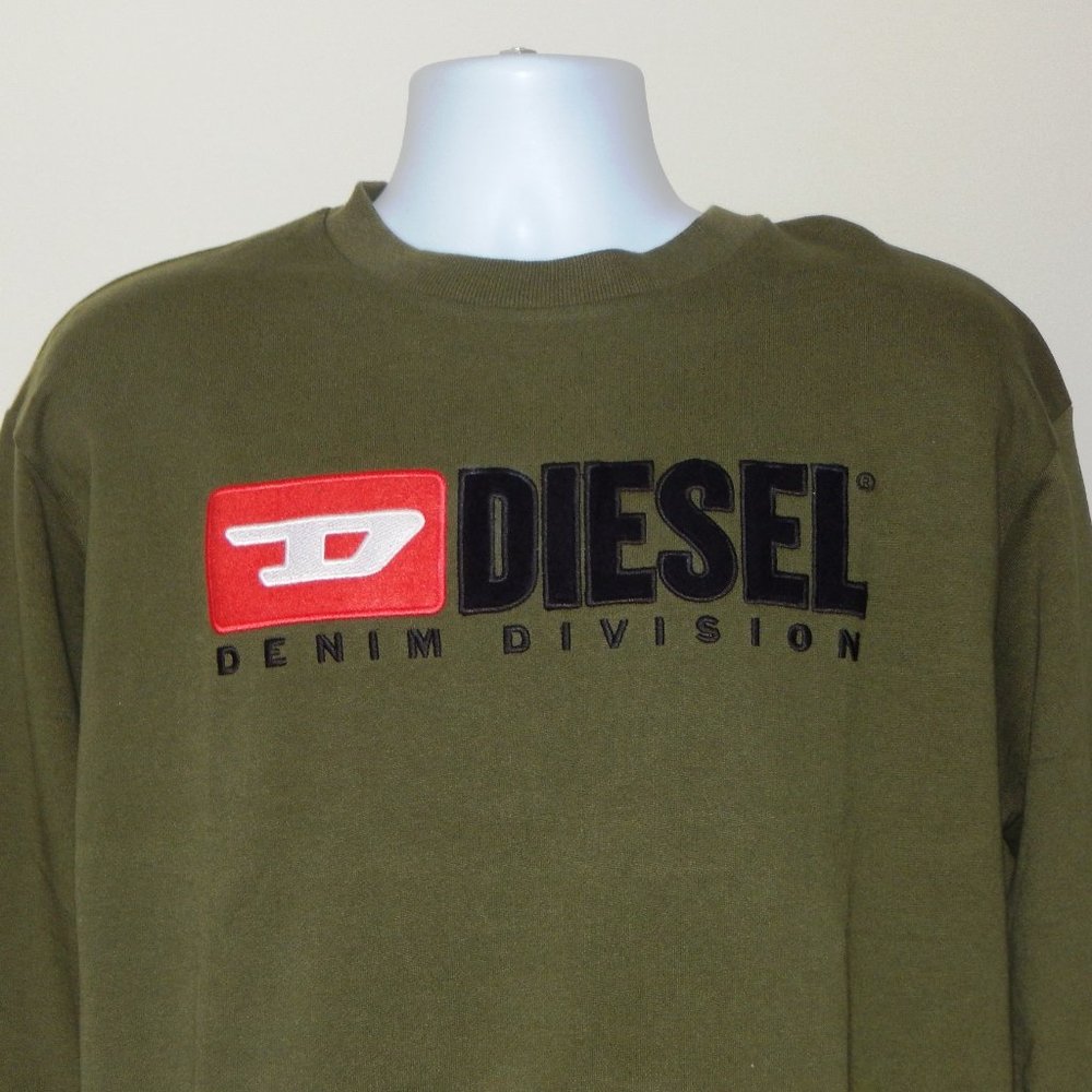 NWT Men DIESEL F-CREW-DIVISION FELPA PULLOVER SWEATSHIRT PATCH EMBROIDERY - Picture 2 of 4
